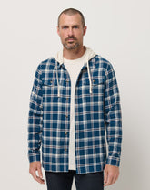 Cloud Flannel Hooded Button-Up