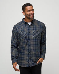 Cloud Flannel Plaid Button-Up