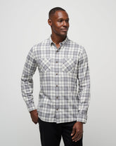 Cloud Flannel Plaid Button-Up