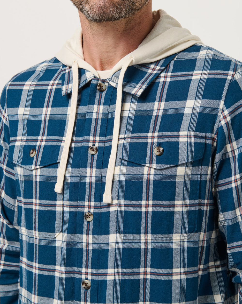 Cloud Flannel Hooded Button-Up