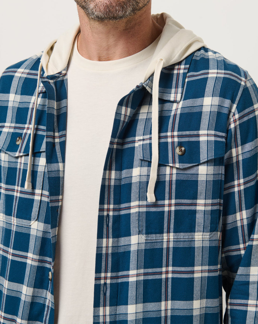 Cloud Flannel Hooded Button-Up