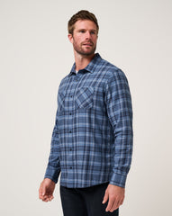 Cloud Flannel Plaid Button-Up