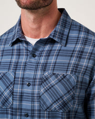 Cloud Flannel Plaid Button-Up