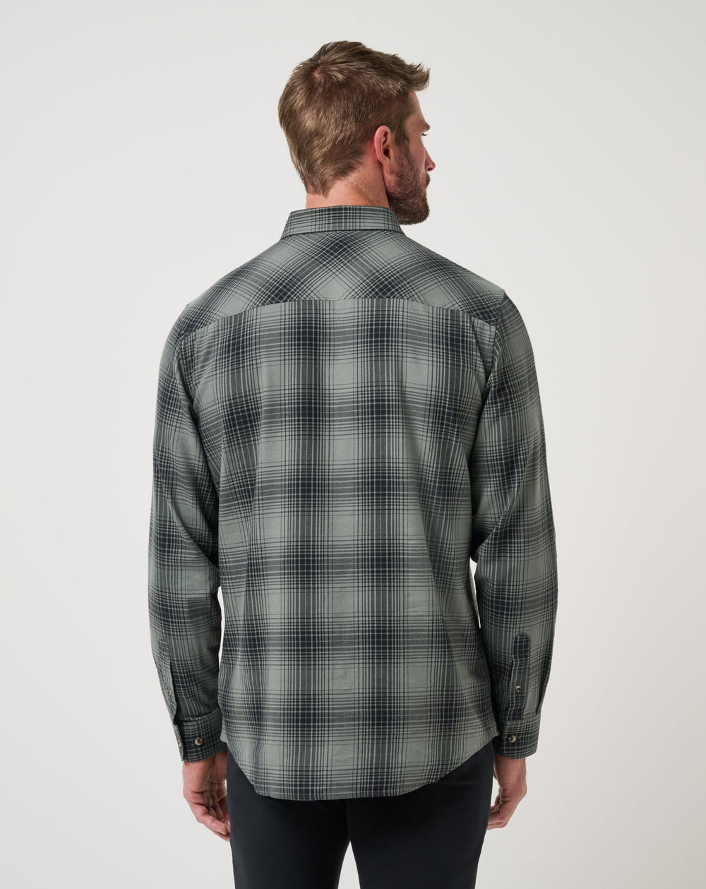 Cloud Flannel Plaid Button-Up