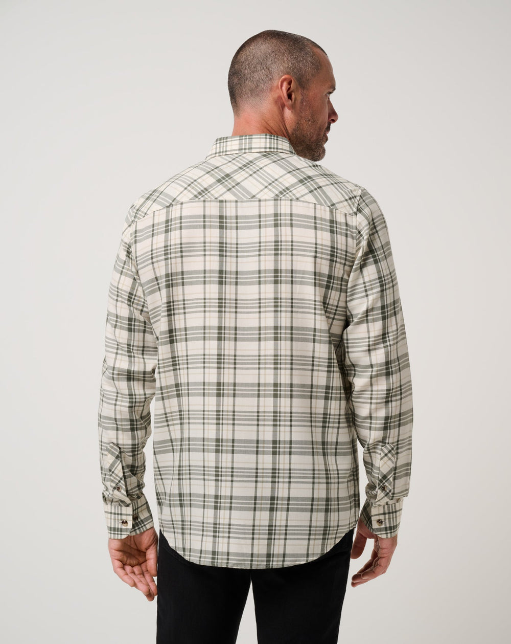 Cloud Flannel Plaid Button-Up