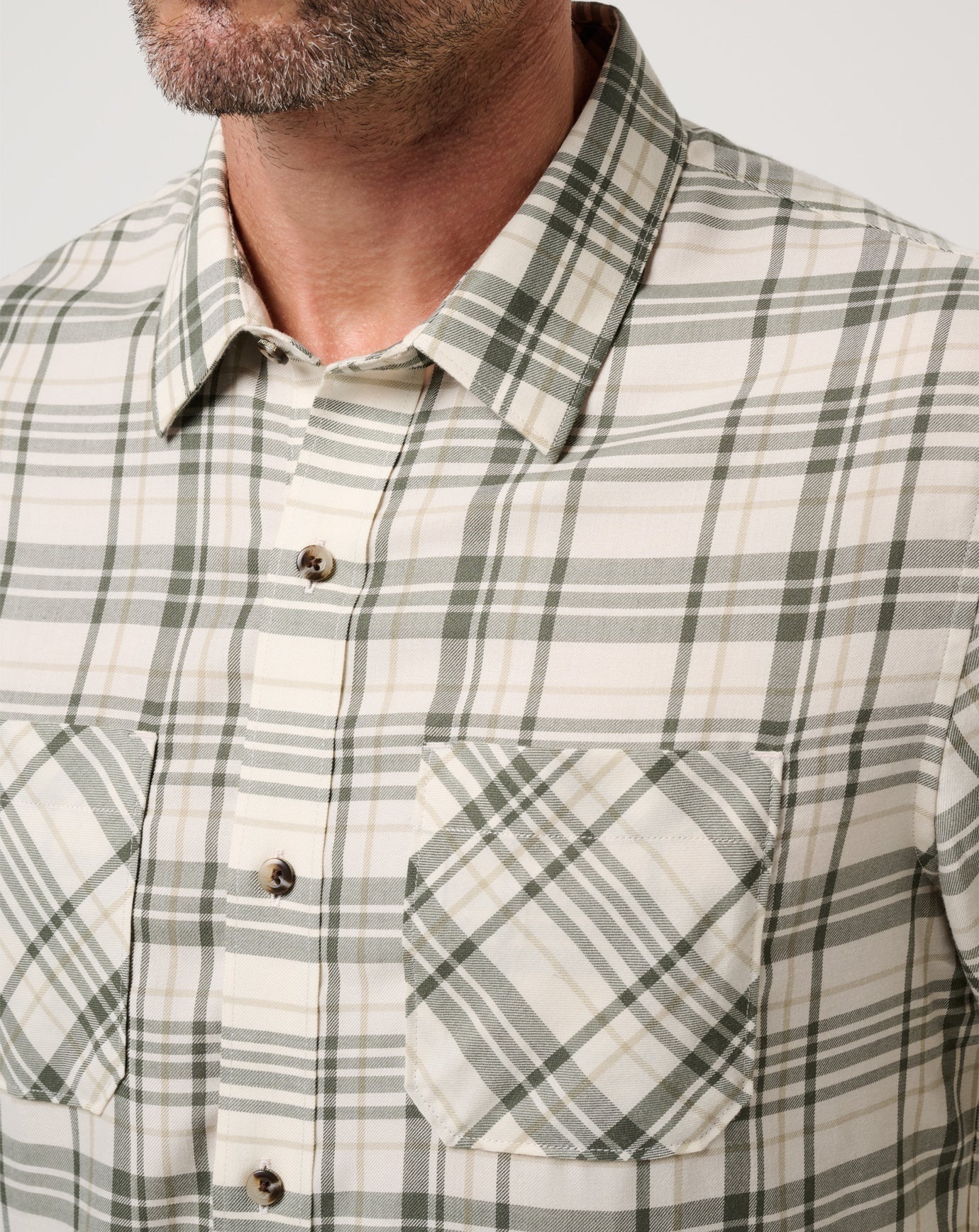 Cloud Flannel Plaid Button-Up