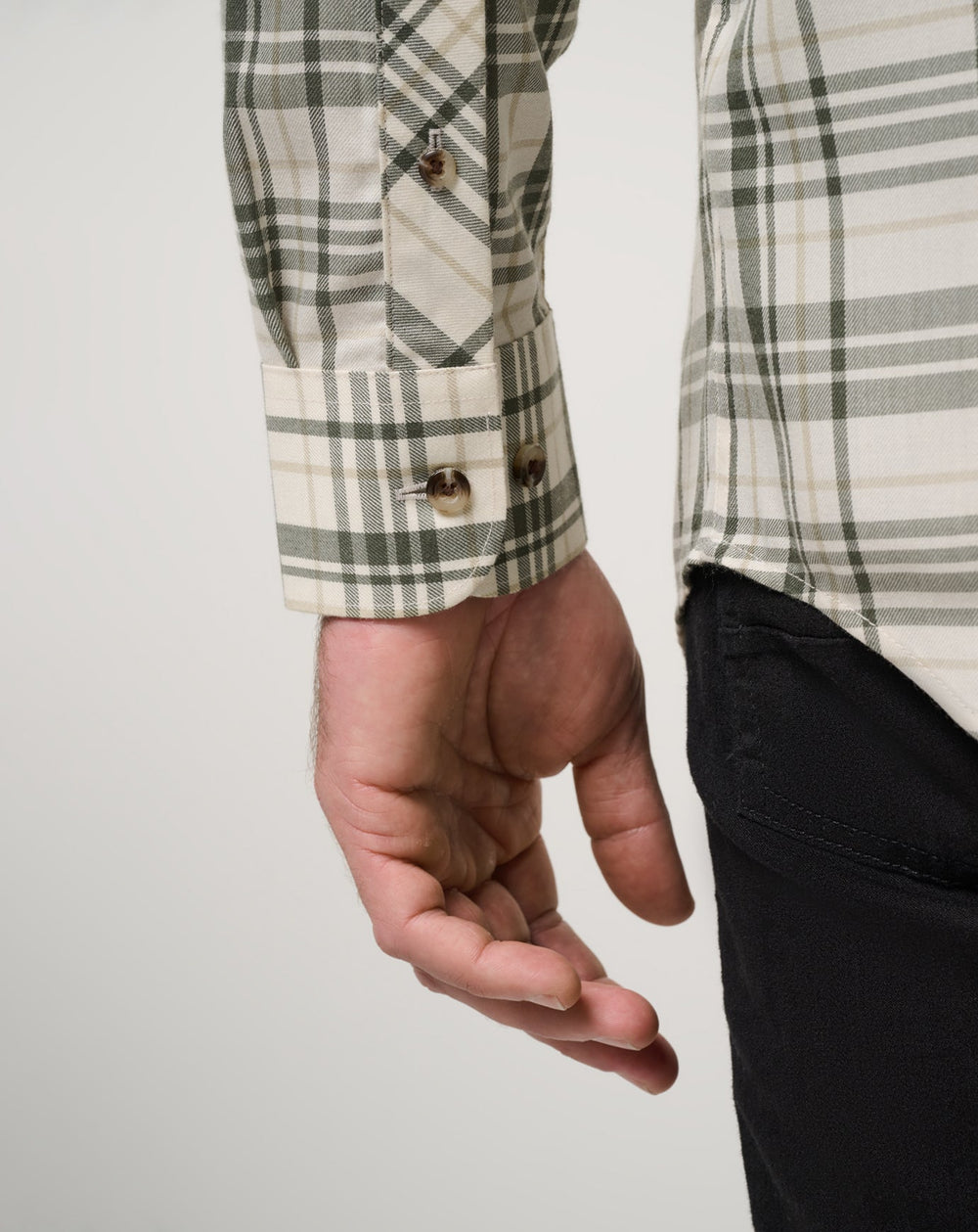 Cloud Flannel Plaid Button-Up