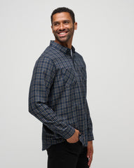 Cloud Flannel Plaid Button-Up
