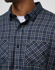 Cloud Flannel Plaid Button-Up
