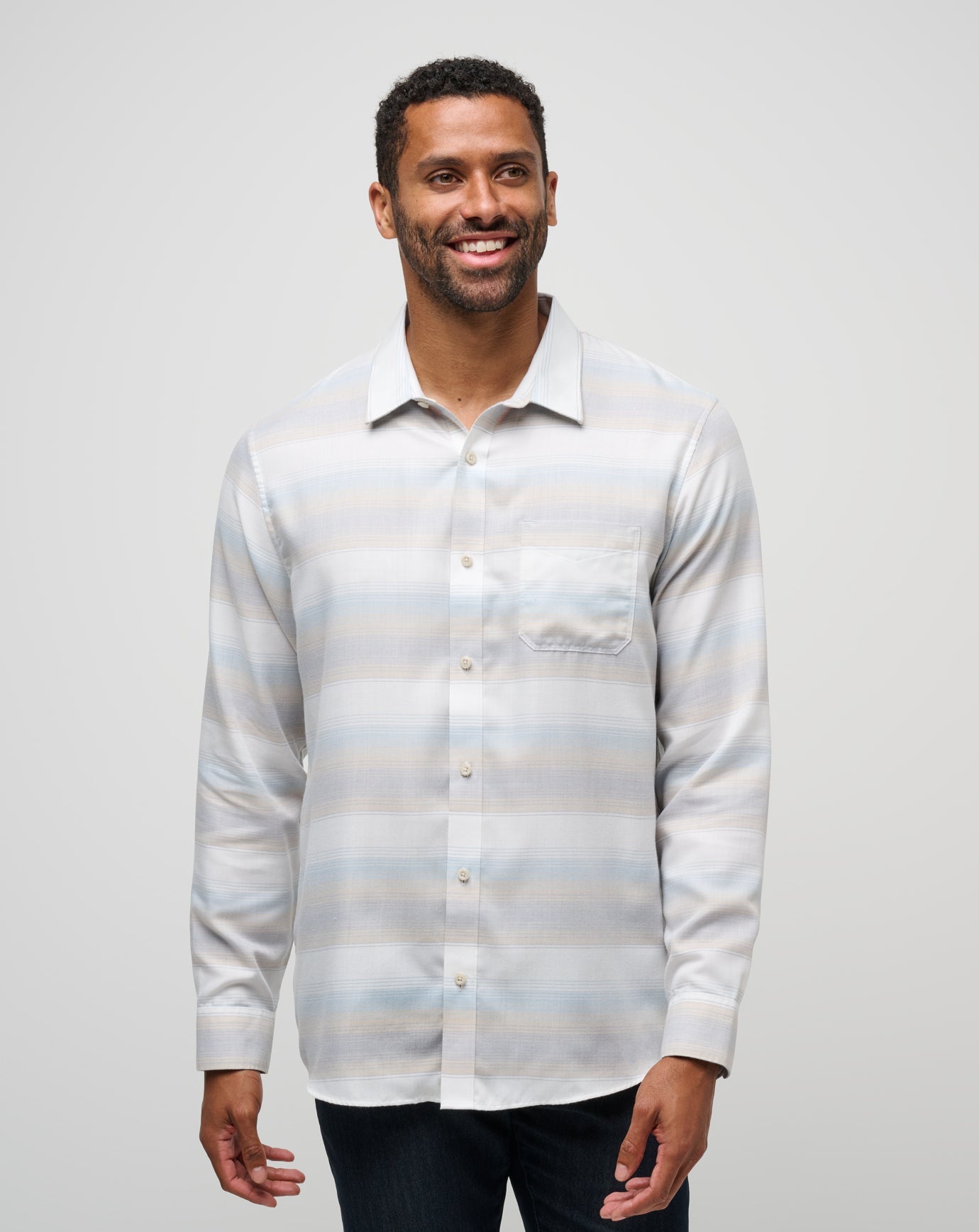 Cloud Flannel Stripe Button-Up