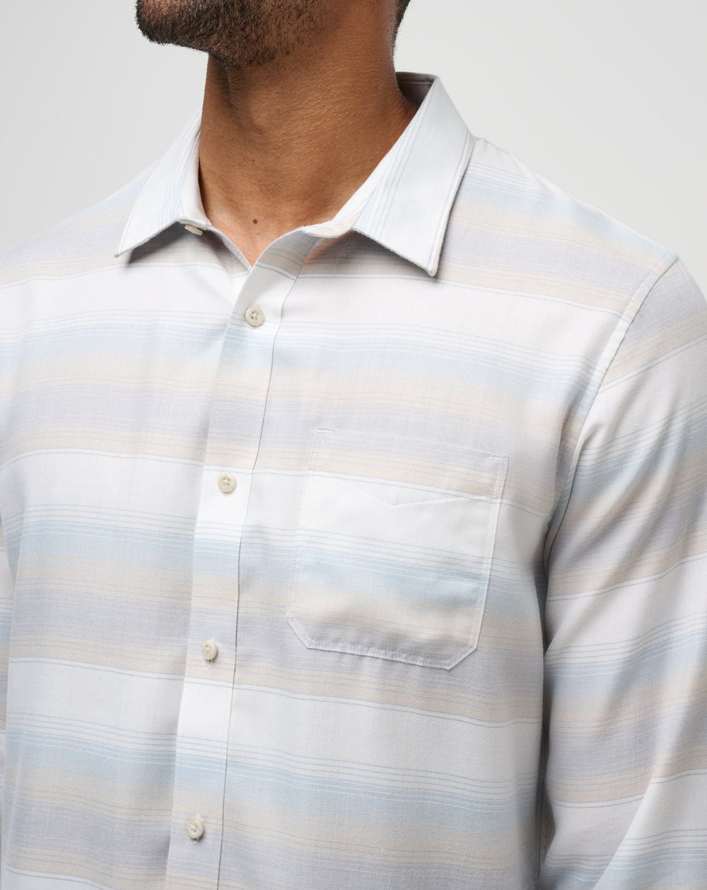 Cloud Flannel Stripe Button-Up