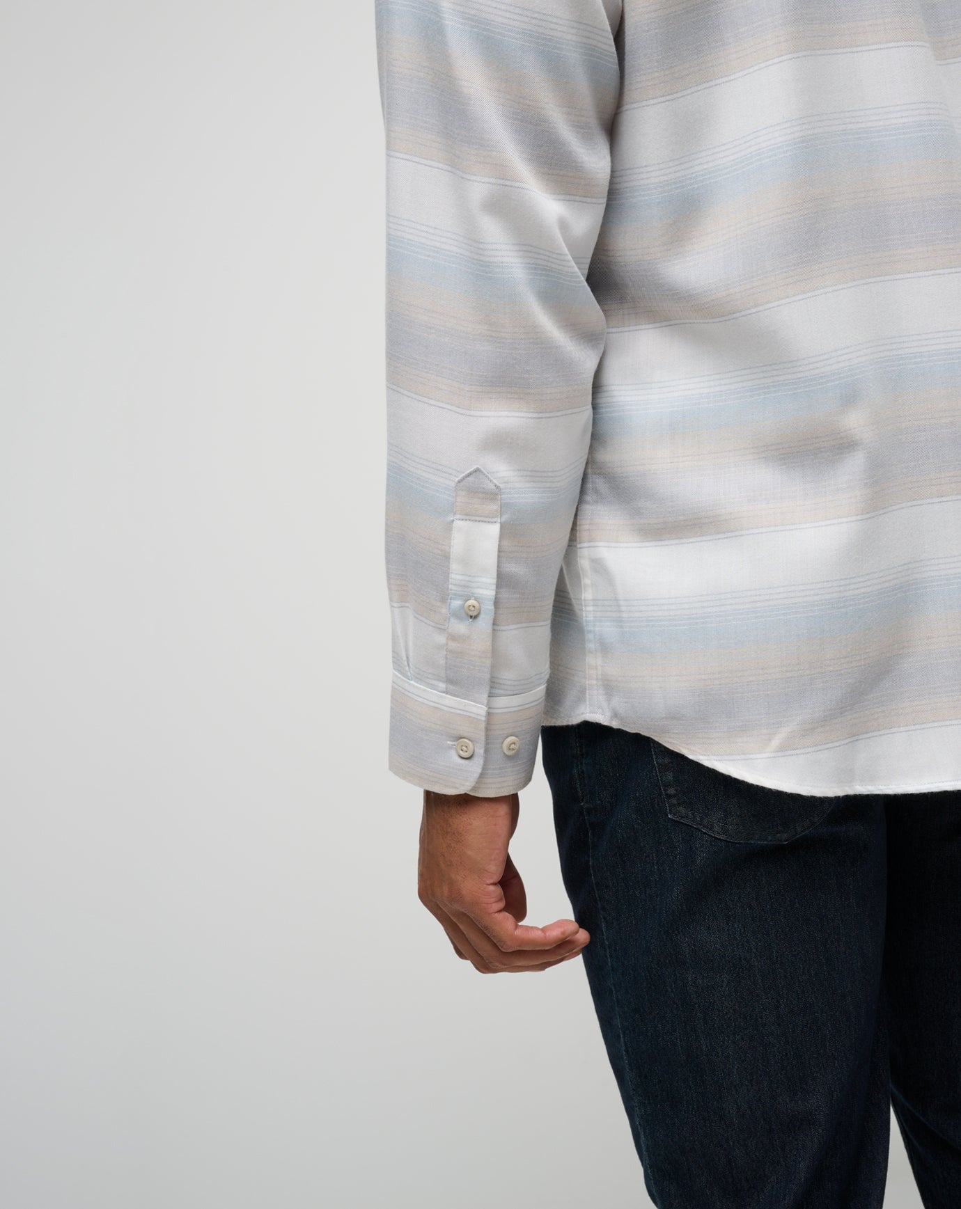 Cloud Flannel Stripe Button-Up