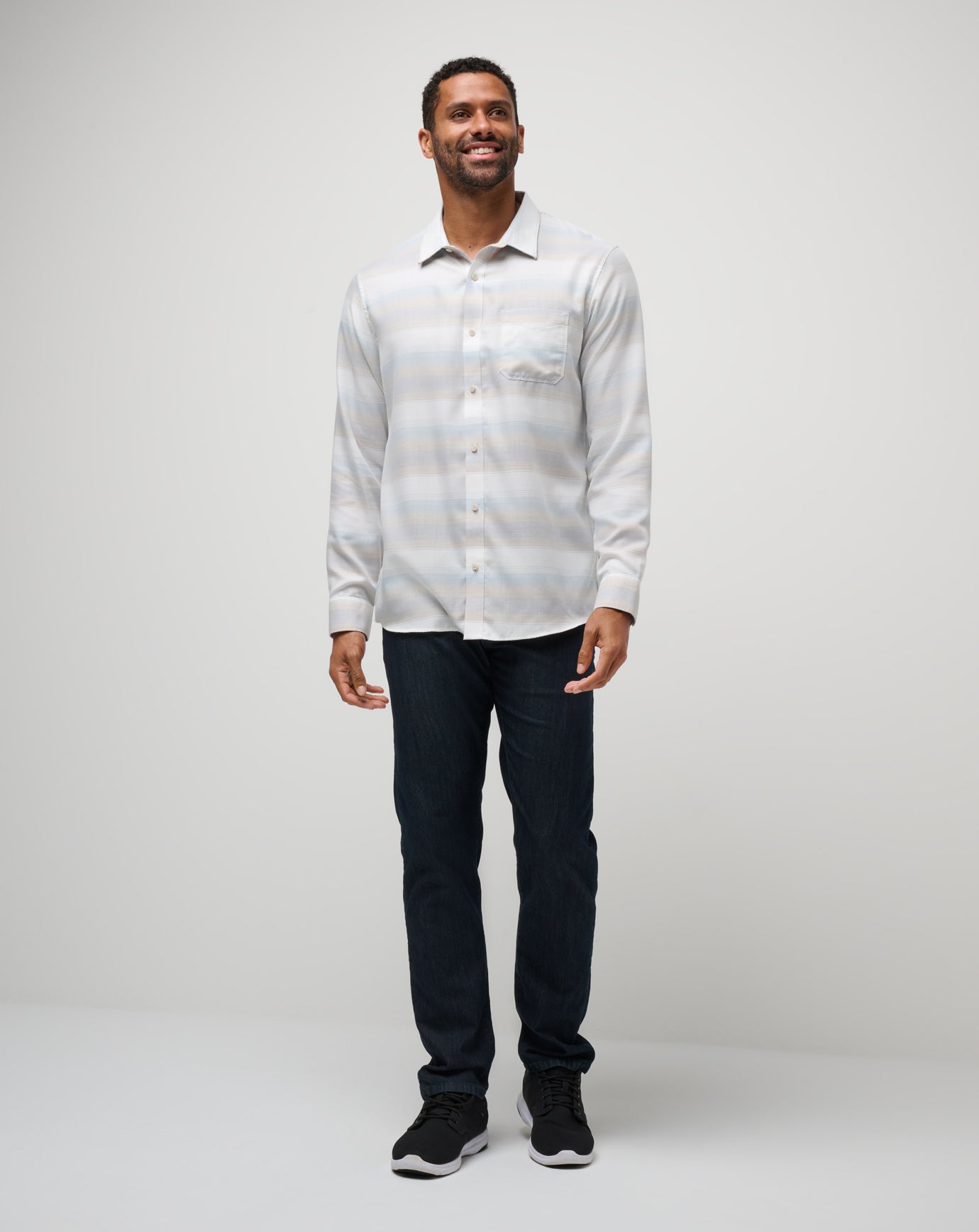 Cloud Flannel Stripe Button-Up