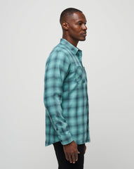 Cloud Flannel Plaid Button-Up