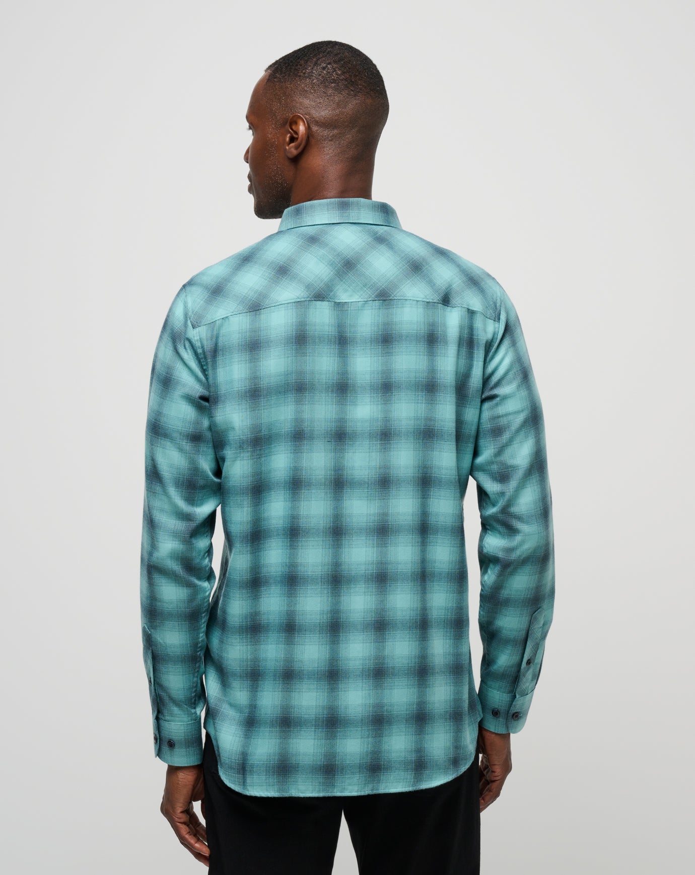 Cloud Flannel Plaid Button-Up