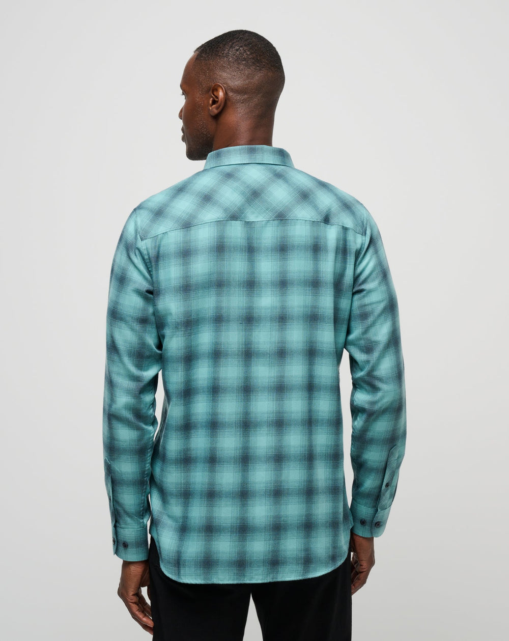 Cloud Flannel Plaid Button-Up