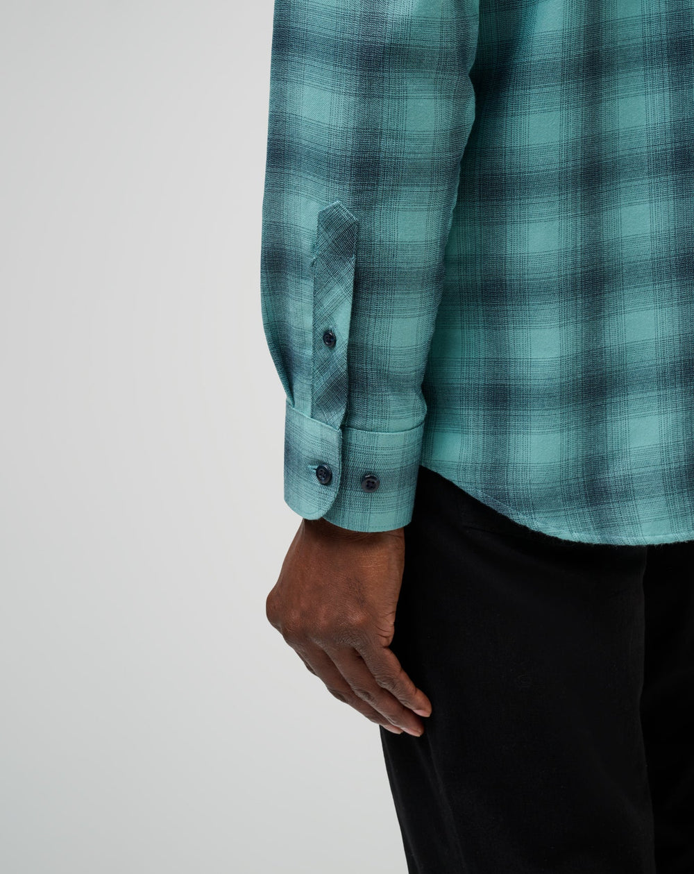 Cloud Flannel Plaid Button-Up