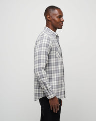 Cloud Flannel Plaid Button-Up