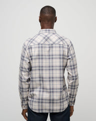 Cloud Flannel Plaid Button-Up