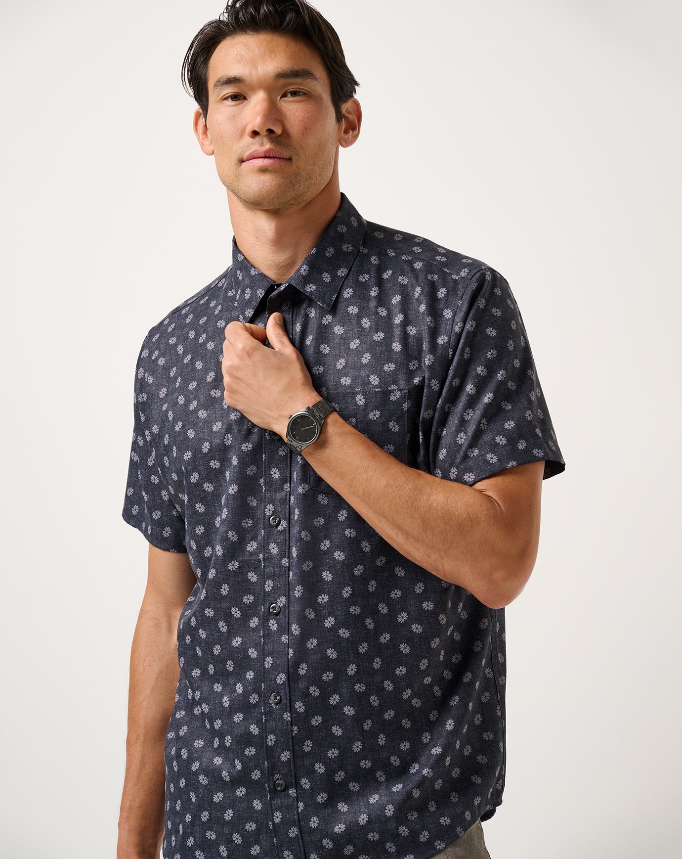 Techwoven Grey Wind Button-Up