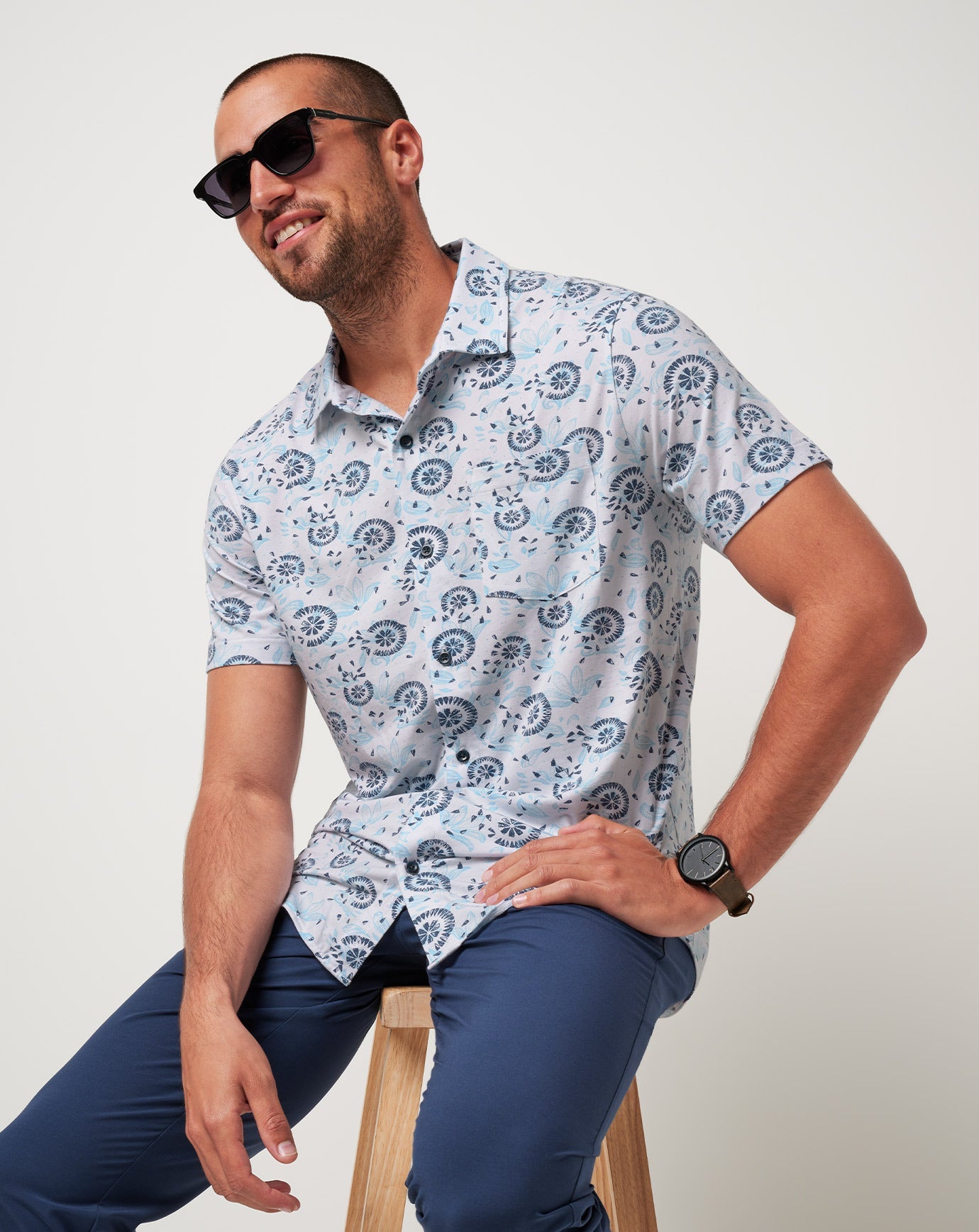 Knit Flourish Button-Up