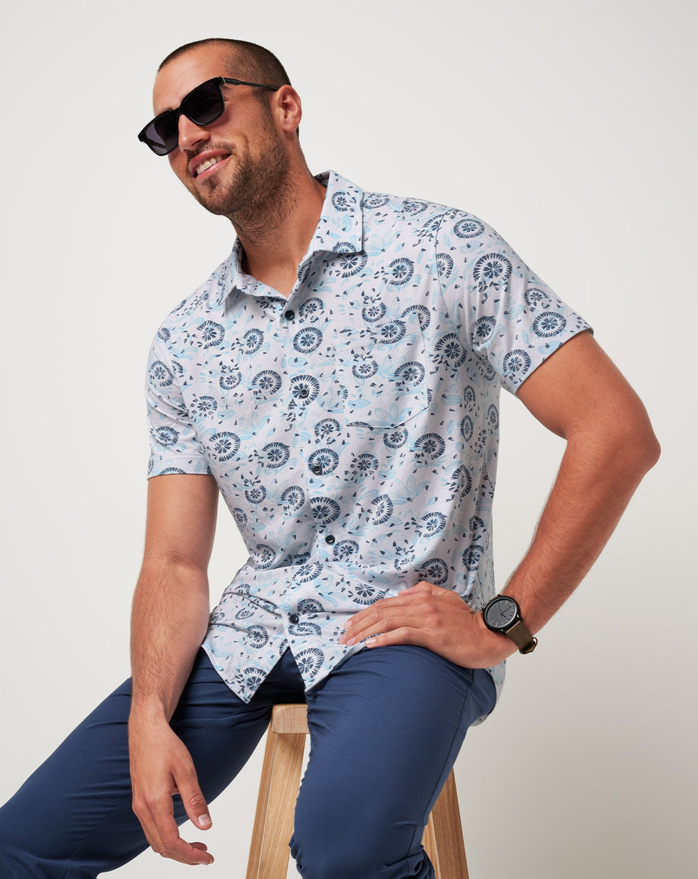 Knit Flourish Button-Up