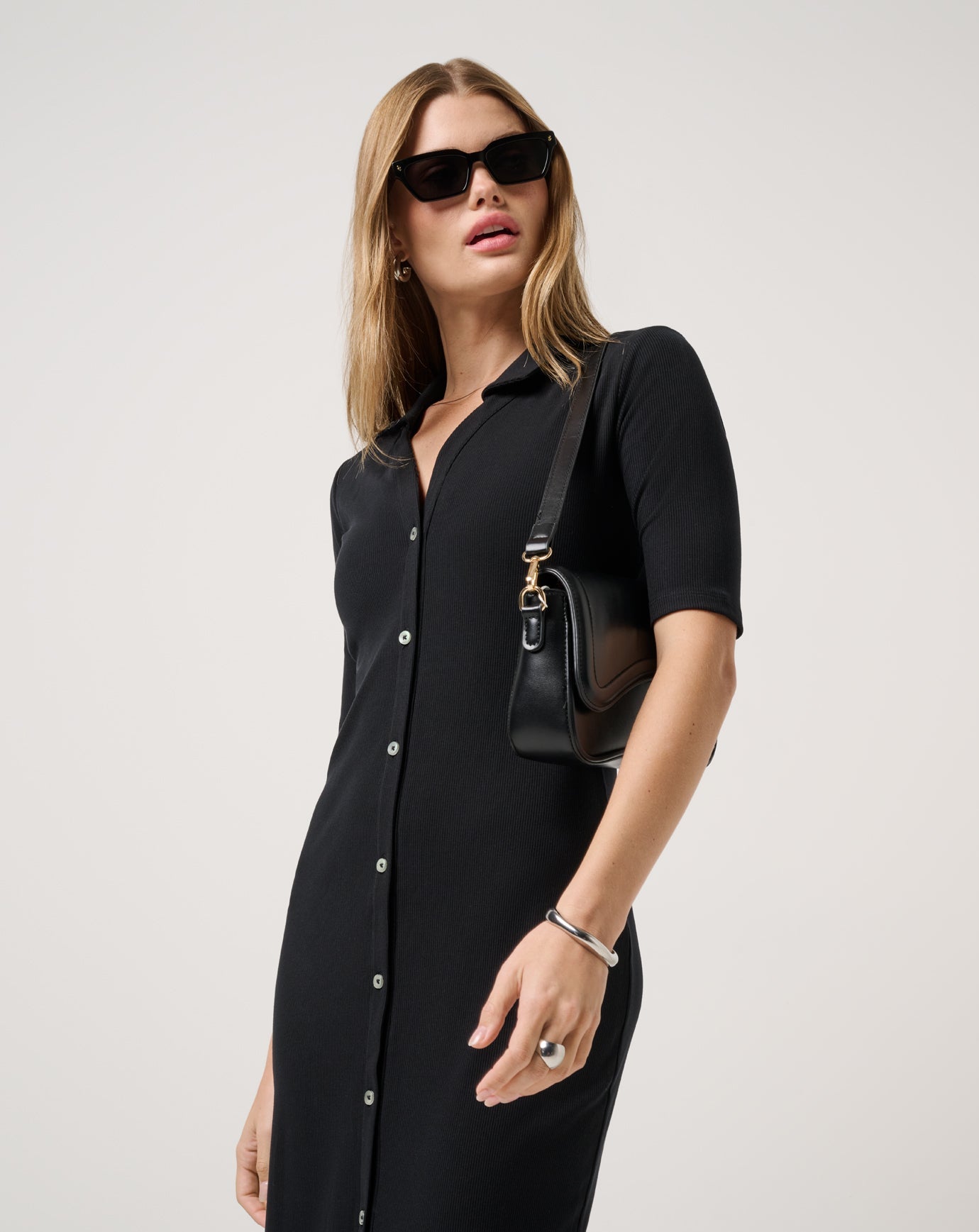 Cloud Rib Polo Midi Dress